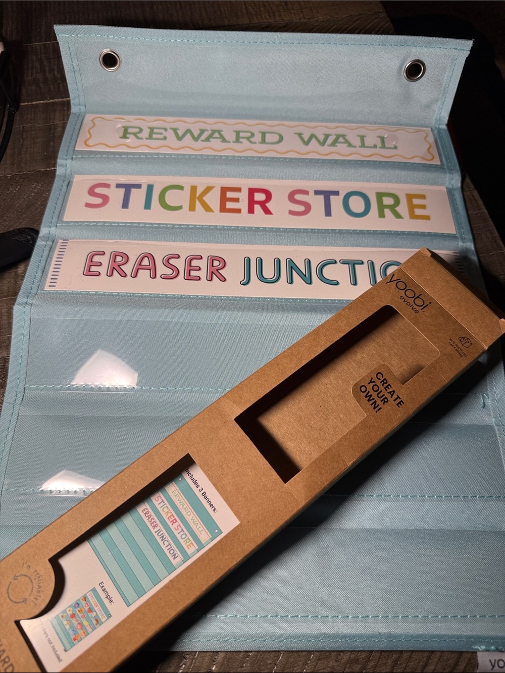 Light Blue Classroom Pocket Chart - Sticker Store / Reward Wall Labels